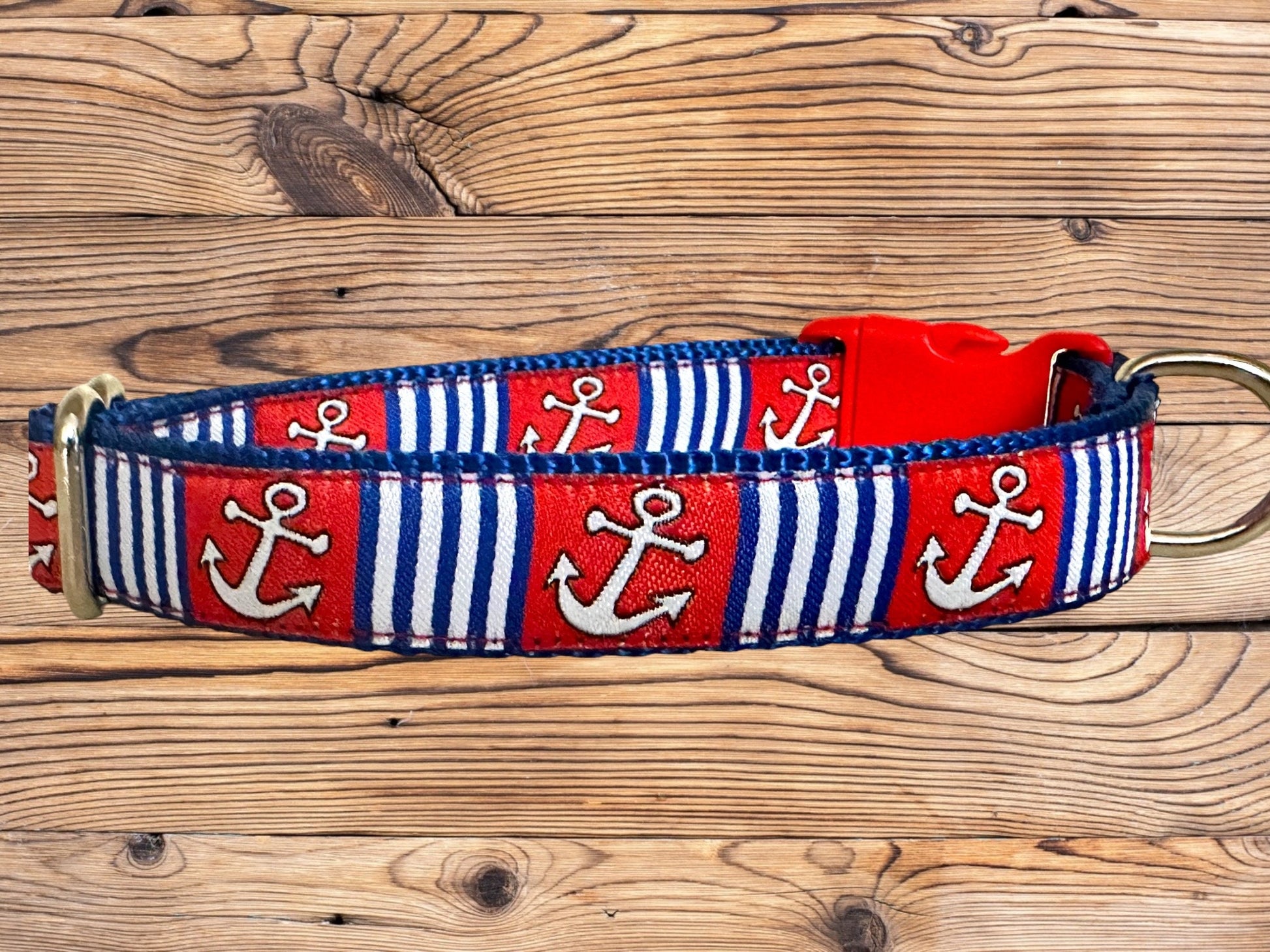Nautical Dog Collar: Anchors Away, Sailing Boating Theme - Winni&Me Woofwear