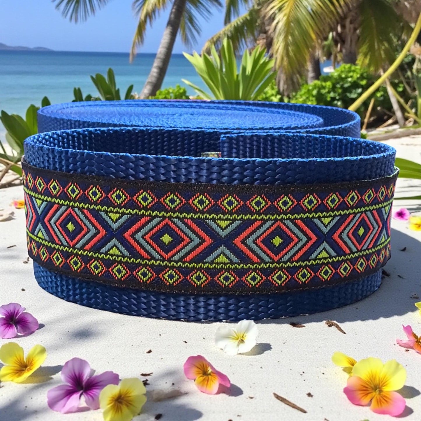 Aztec Diamond Dog Collar/ 1.5 inch width - Dog Collars - Winni&Me Woofwear