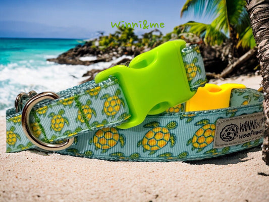 Sea Turtle Dog Collar: Handmade Ribbon Collar