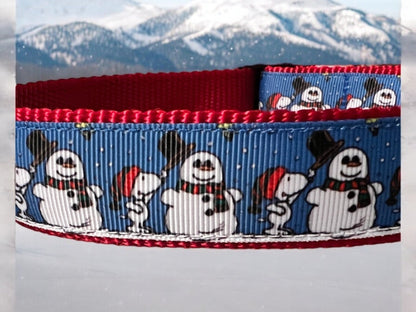 Cartoon Beagle Builds Frosty the Snowman Dog Collar - Dog Collars - Winni&Me Woofwear