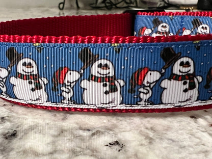 Cartoon Beagle Builds Frosty the Snowman Dog Collar - Dog Collars - Winni&Me Woofwear