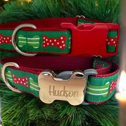 Christmas Doggy Bones Dog Collar - Winni&Me Woofwear