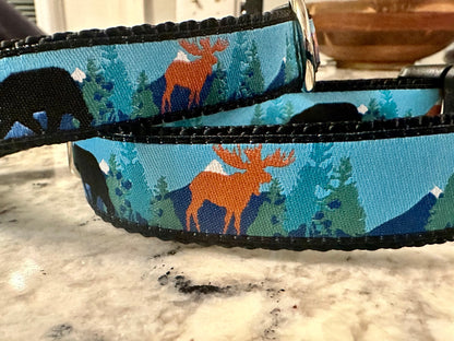 Bear and Moose Forest Friends Dog Collar/Mountain Collars