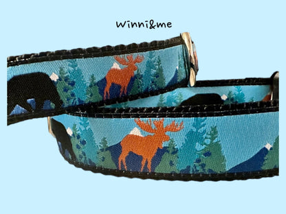 Bear and Moose Forest Friends Dog Collar/Mountain Collars