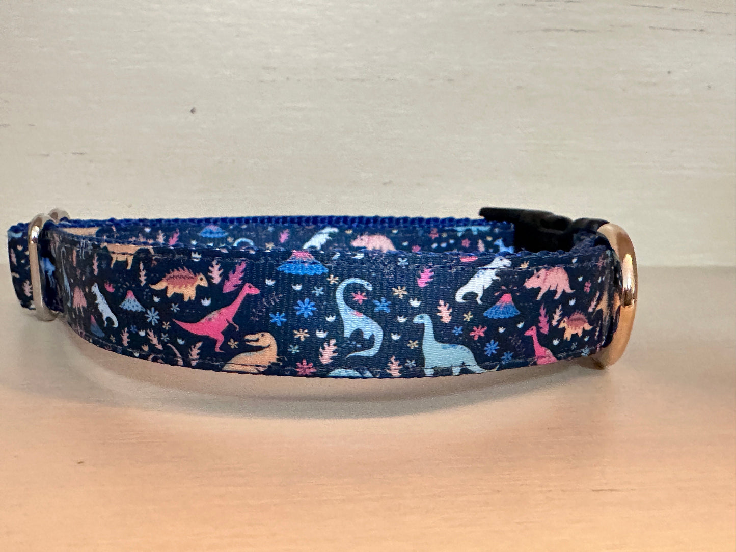 Dinasours Dog Collar/Printed Webbing Collar/3/4 Inch Collar