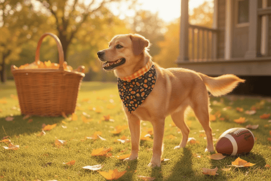Fall Football/Gingham Check Reversible Dog Bandana - Dog Bandanas - Winni&Me Woofwear