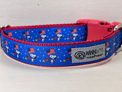 Snoopy Celebrates 4th of July Dog Collar