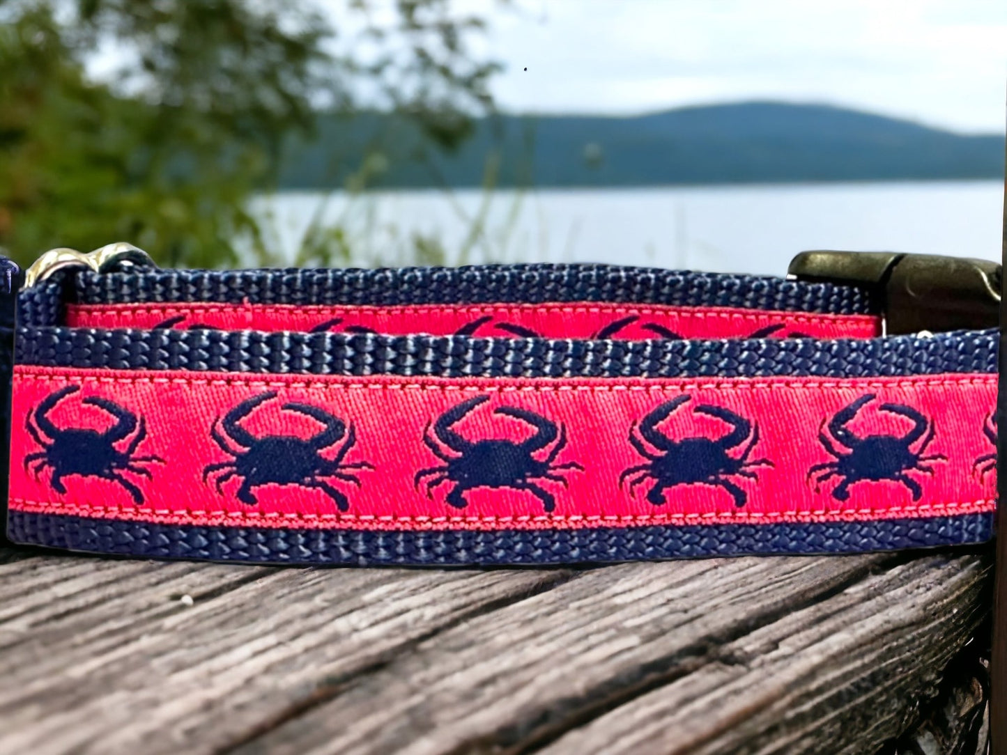 Feeling crabby dog collar, summer collar, blue crabs - Dog Collars - Winni&Me Woofwear