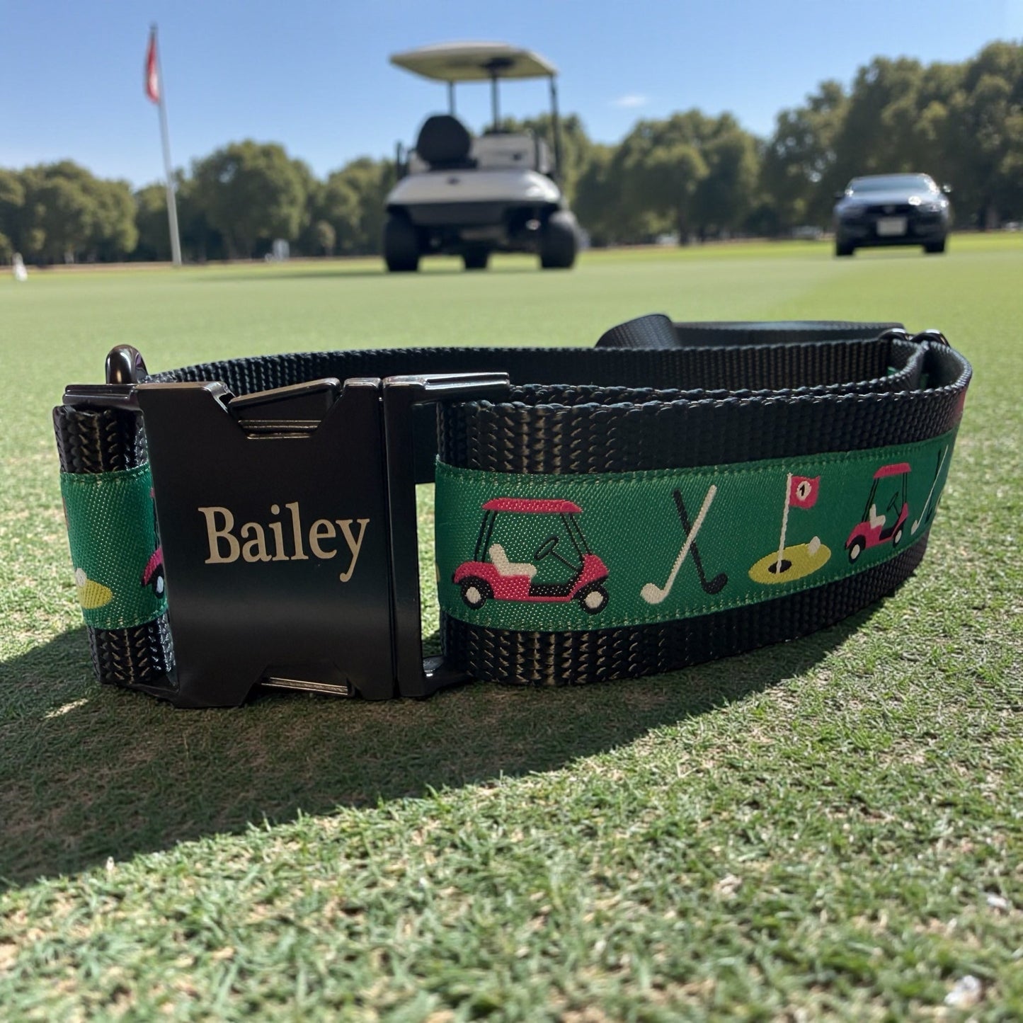 Golf Dog Collar – Optional Personalized Engraved Metal Buckle - Dog Collars - Winni&Me Woofwear