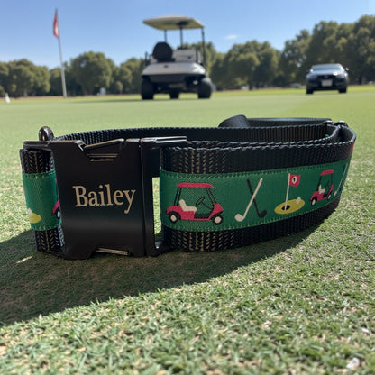 Golf Dog Collar – Optional Personalized Engraved Metal Buckle - Dog Collars - Winni&Me Woofwear