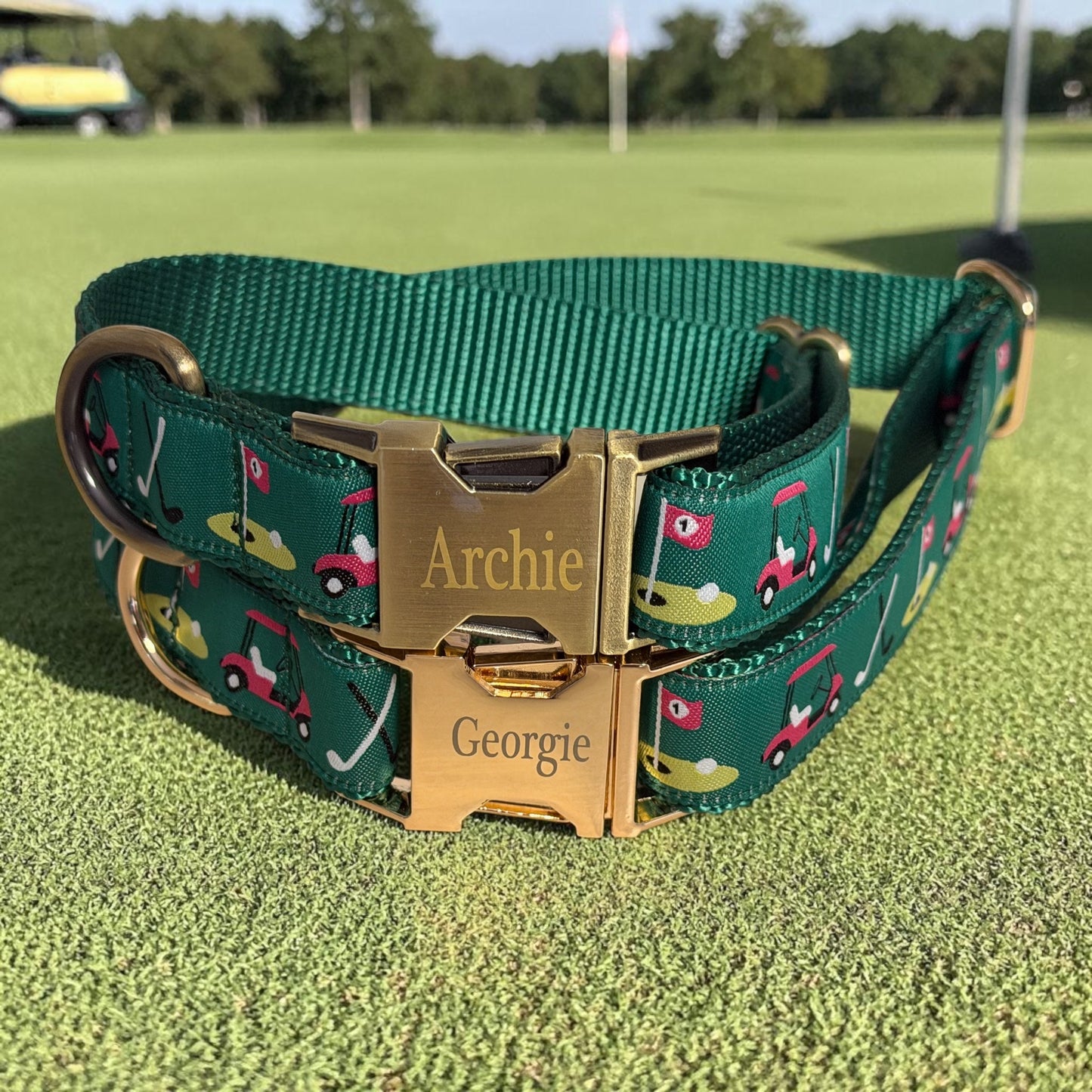 Golf Dog Collar – Optional Personalized Engraved Metal Buckle - Dog Collars - Winni&Me Woofwear
