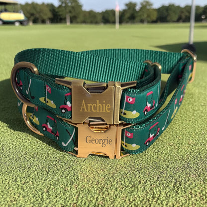 Golf Dog Collar – Optional Personalized Engraved Metal Buckle - Dog Collars - Winni&Me Woofwear