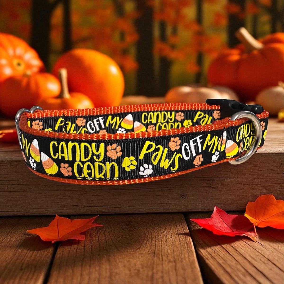 Halloween Dog Collar/Paws off my Candy Corn - Winni&Me Woofwear