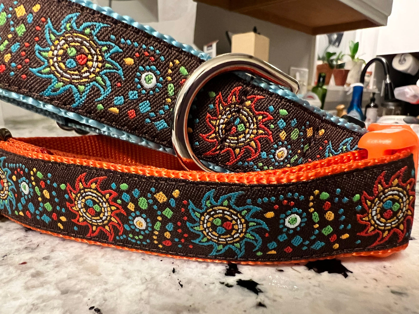 Wide Southwestern dog collar with optional Personalized Buckle/1.5 inch Wide - Winni&Me Woofwear