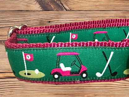 Golf Dog Collar – Optional Personalized Engraved Metal Buckle - Winni&Me Woofwear