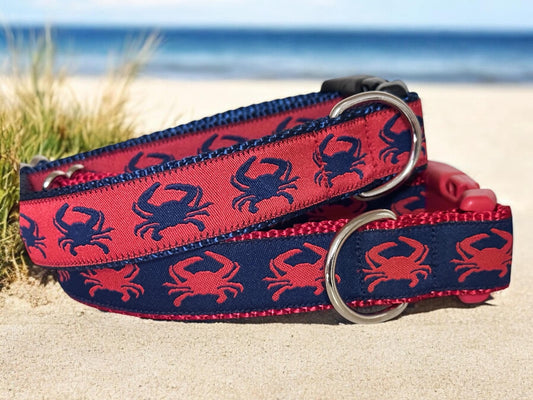 Feeling crabby dog collar, summer collar, blue crabs - Winni&Me Woofwear