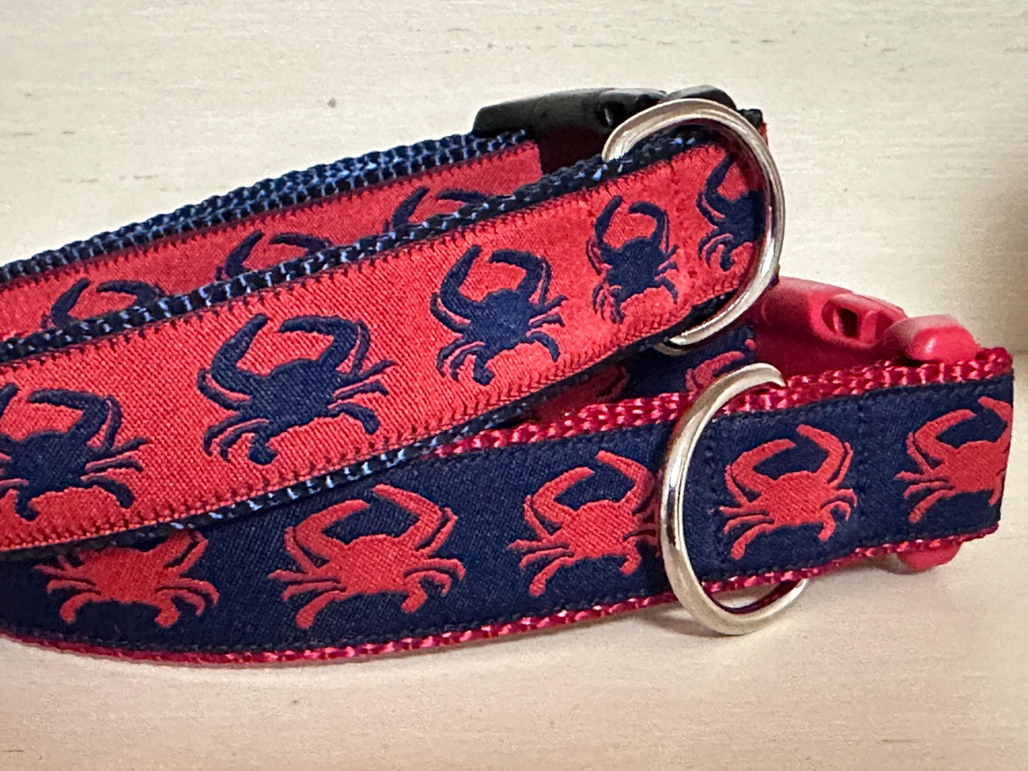 Feeling crabby dog collar, summer collar, blue crabs - Winni&Me Woofwear