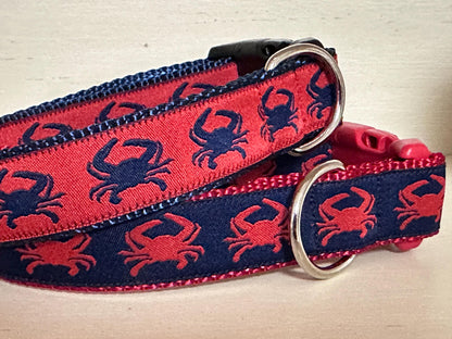 Feeling crabby dog collar, summer collar, blue crabs - Winni&Me Woofwear