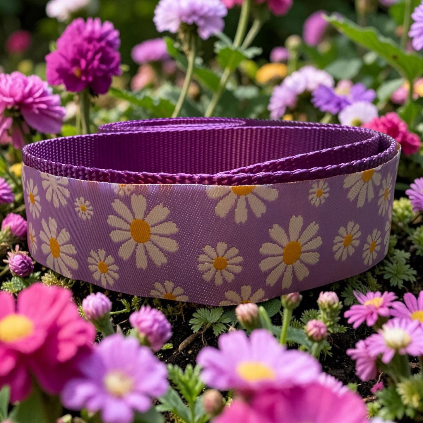 Wide Daisy Dog Collar/1.5 inch Width - Winni&Me Woofwear