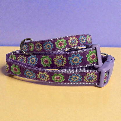 Purple Floral Dog Collar - Dog Collars - Winni&Me Woofwear