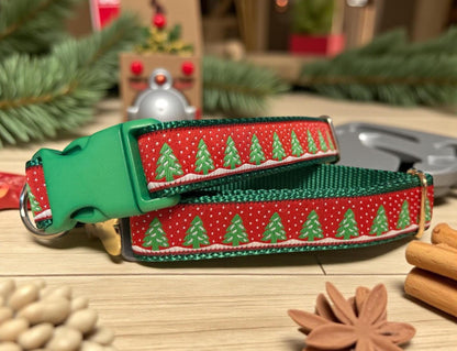 Snowy Pines Dog Collar/Holiday Collar - Winni&Me Woofwear