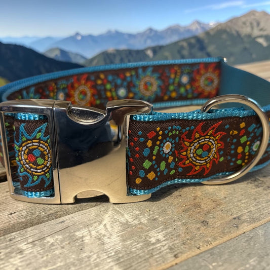 Wide Southwestern dog collar with optional Personalized Buckle/1.5 inch Wide - Winni&Me Woofwear